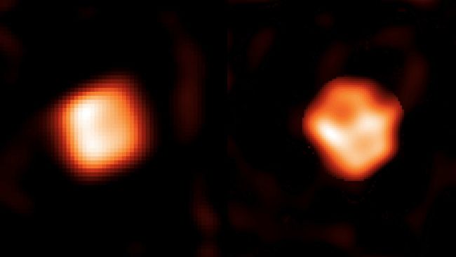 Puzzle Unraveled: First Detailed Images of Massive Star Shed Light on its Unusual Dimming